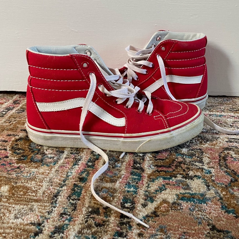 Red Hi-Top Vans